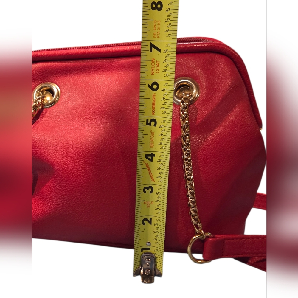 Liz Claiborne Vintage 90's Classic Genuine Leather Shoulder Bag Red Chain Strap - Picture 12 of 16